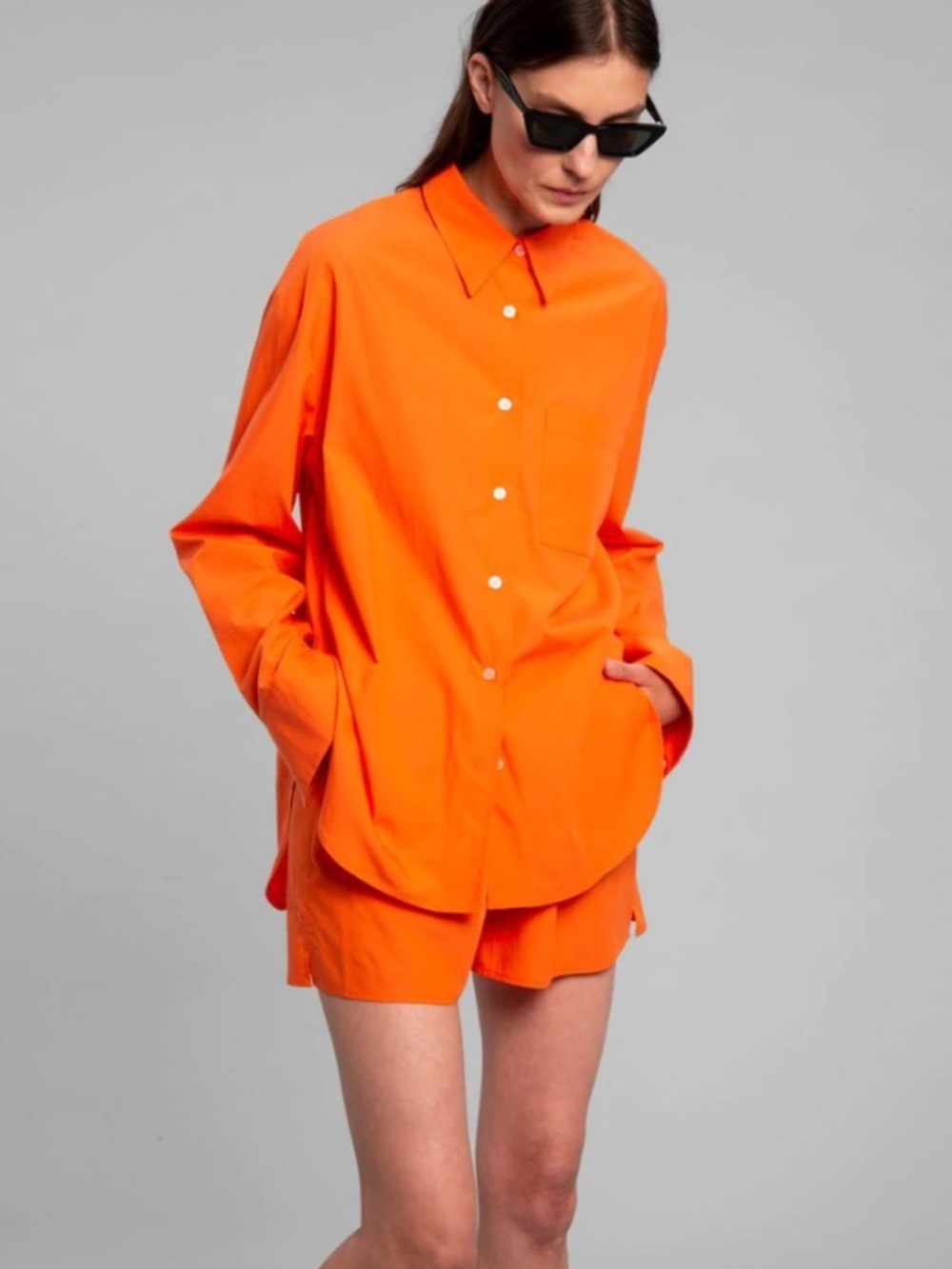 The Frankie Shop Lui Tangerine Shirt Boxer Shorts Set Orange L